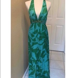 BCBGMaxAzria silk palm print maxi dress, size 10